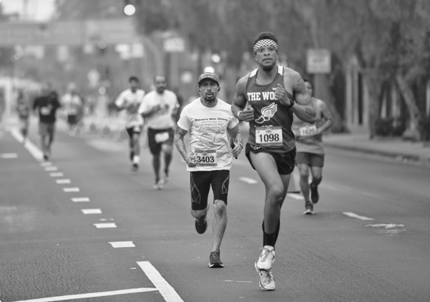 Participants running a marathon